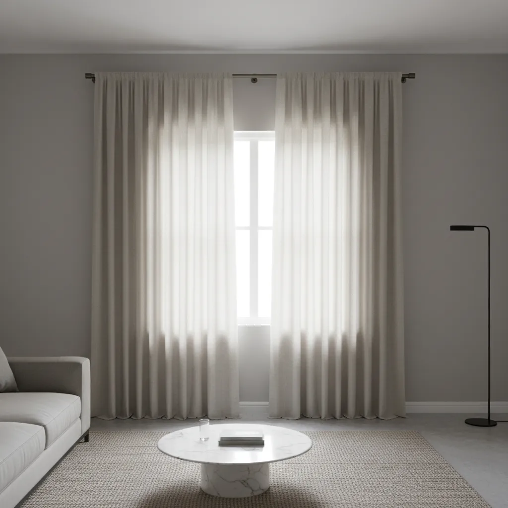 Curtain rod mounted near ceiling demonstrating vertical space illusion