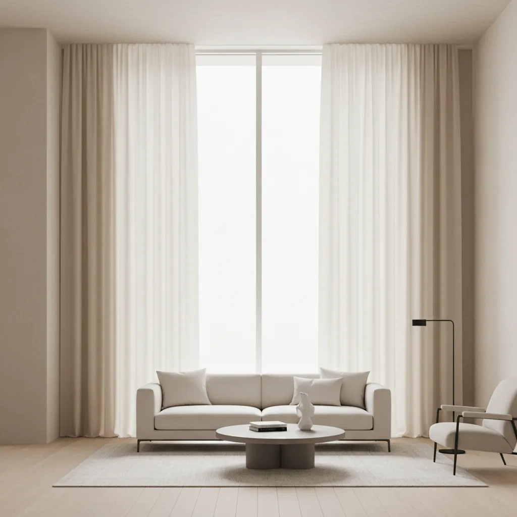 Curtains mounted high above window to create taller room appearance