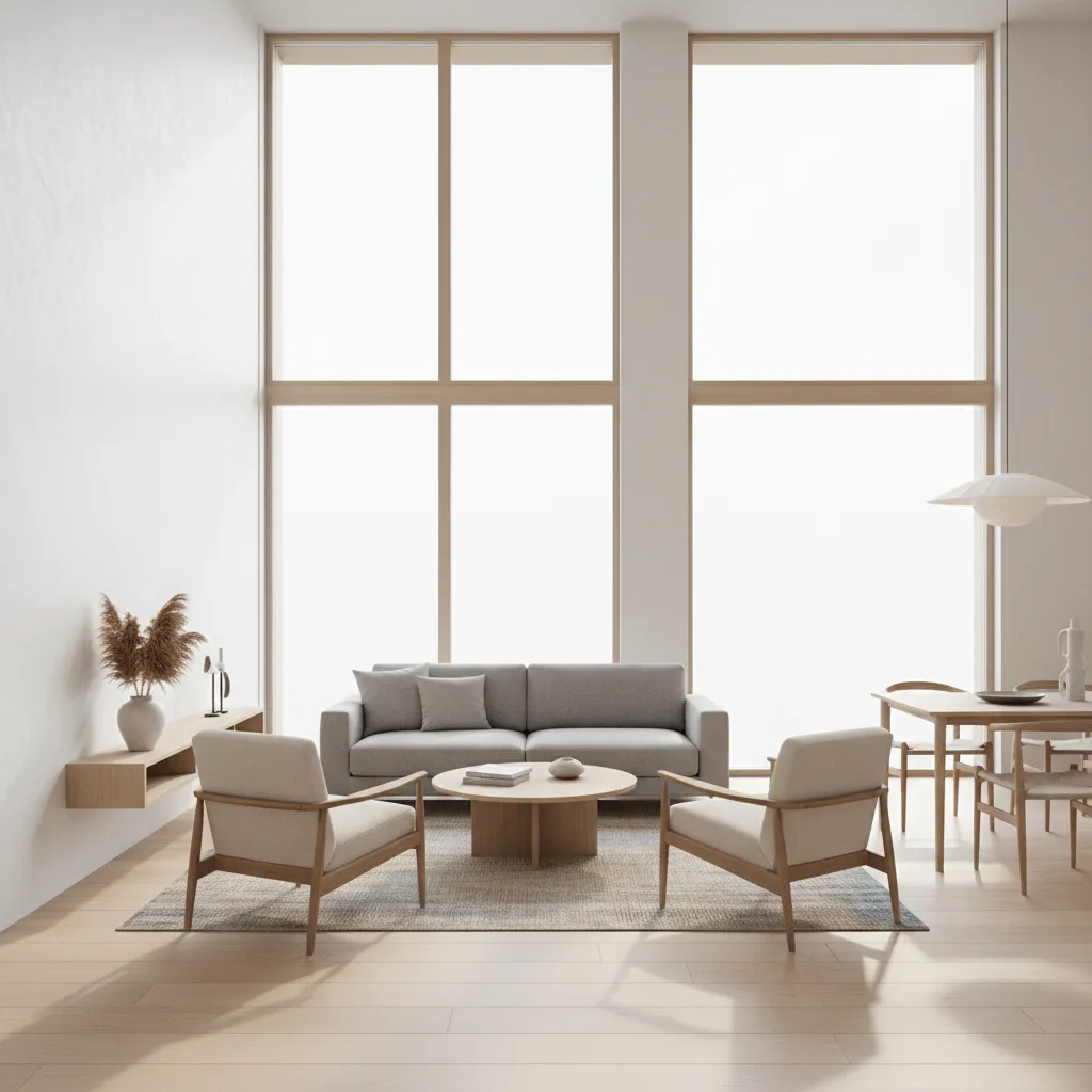 interior of lightweight modern home with large energy efficient windows and natural daylight