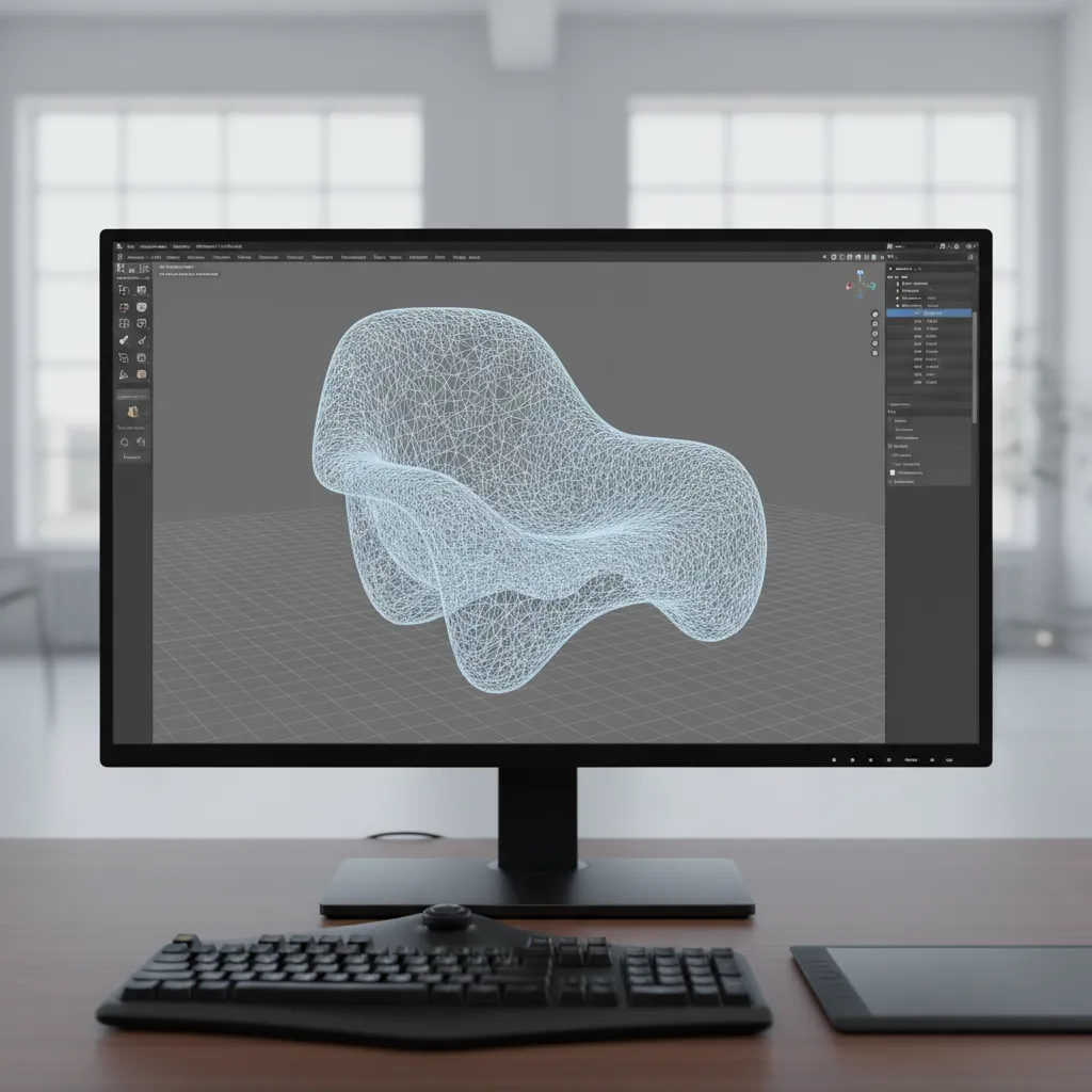 dense polygon wireframe of a complex 3D model displayed in modeling software