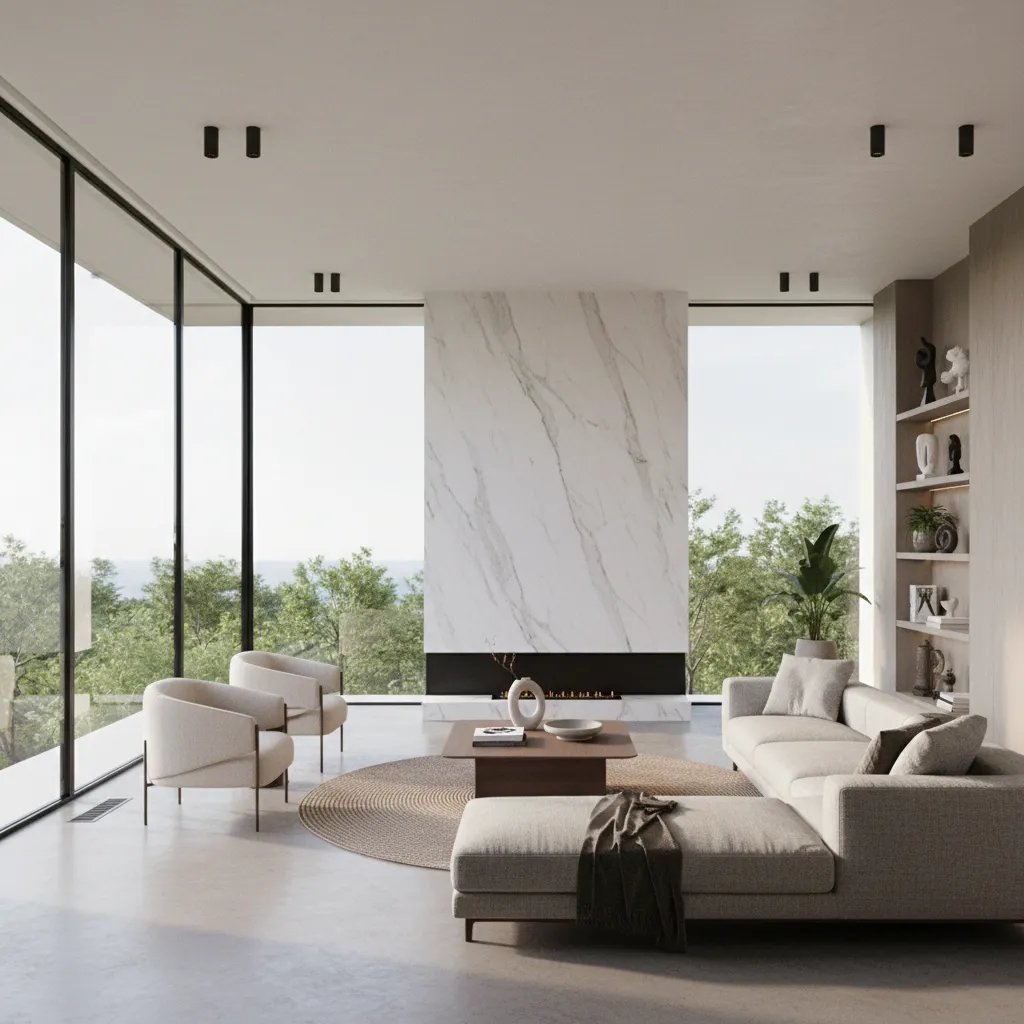 High resolution architectural interior render showing realistic lighting and materials