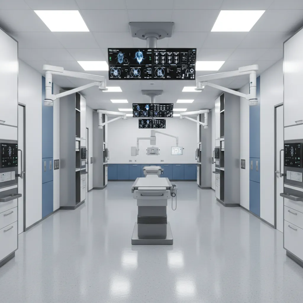 Standardized interventional radiology suite layout designed for high procedure volume