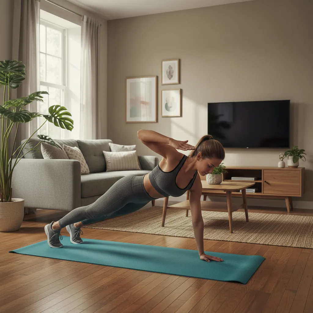 Persona realizando ejercicios HIIT de bajo impacto en una esterilla