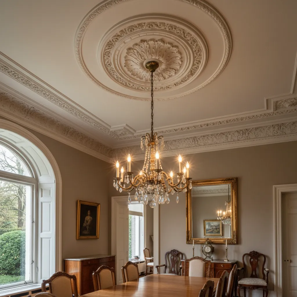 Historic home ceiling fixture originally used for gas lighting converted to electric