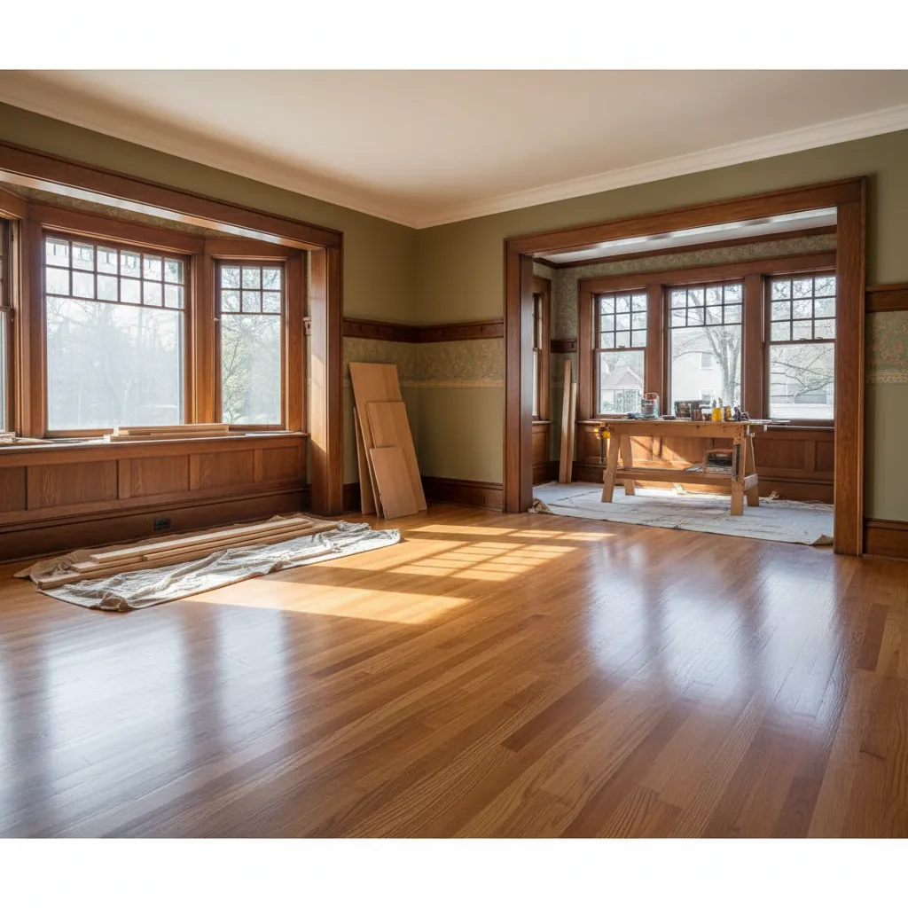 Restoration of historic wood flooring and trim in early 20th century home