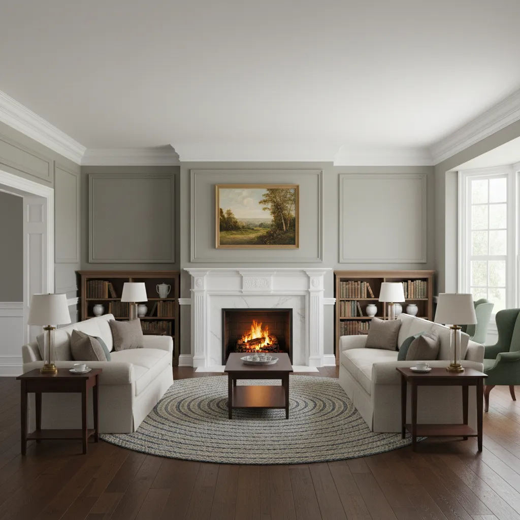 Traditional historic home interior with Benjamin Moore HC neutral wall colors