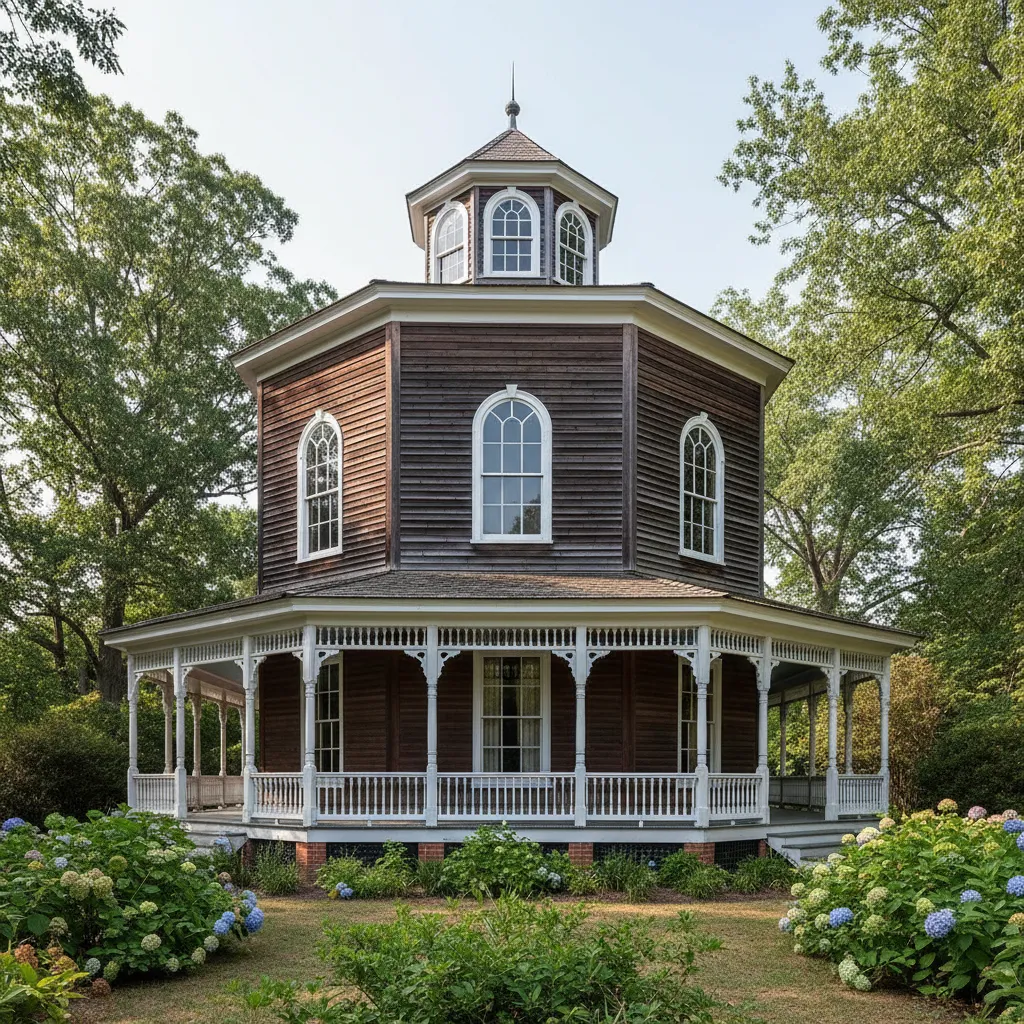 historic 19th century octagon house architecture example
