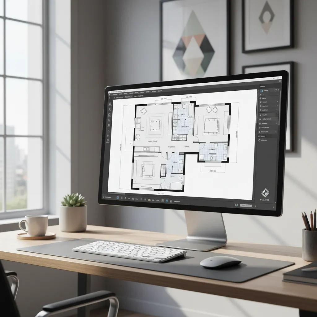 Digital home floor plan blueprint displayed on computer screen