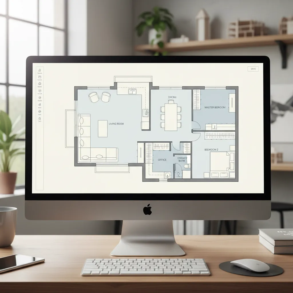 Example digital home floor plan created using CAD design software