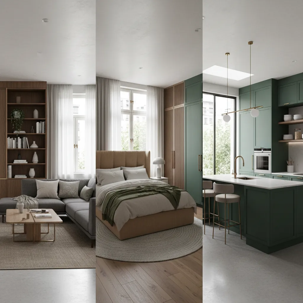 Paleta de colores utilizada en diferentes habitaciones de una casa