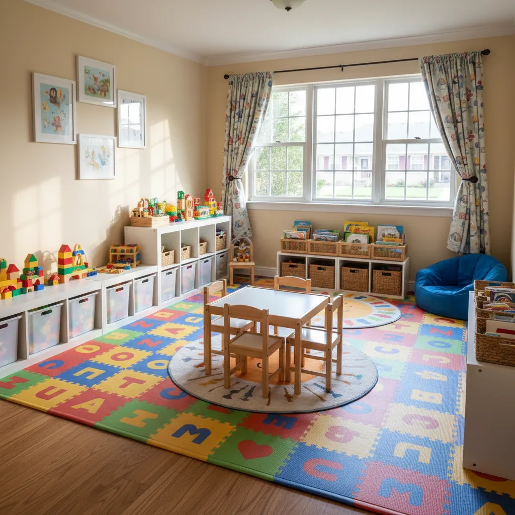 home based daycare playroom inside residential house