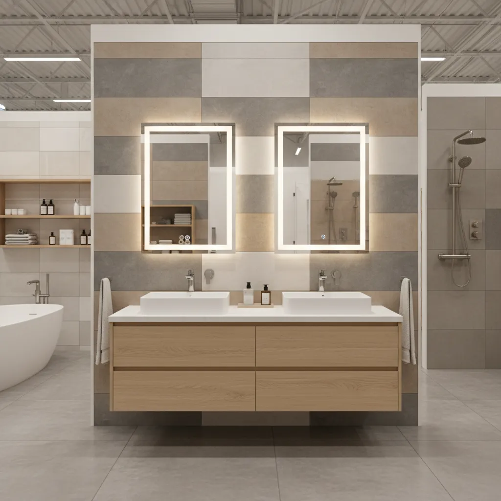 Exhibición de baño completo en Home Depot Oaxaca