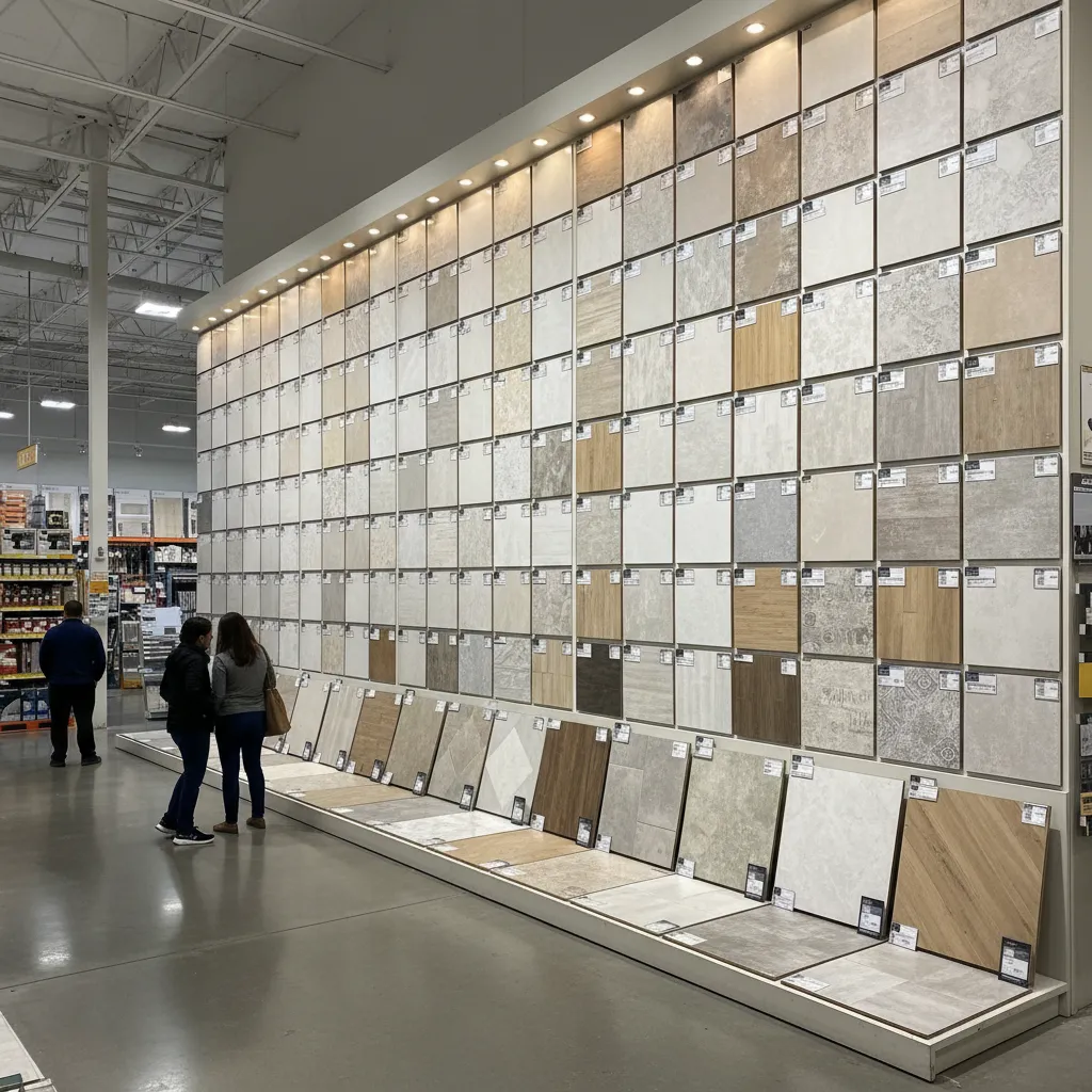 Exhibición de azulejos y pisos en Home Depot Oaxaca