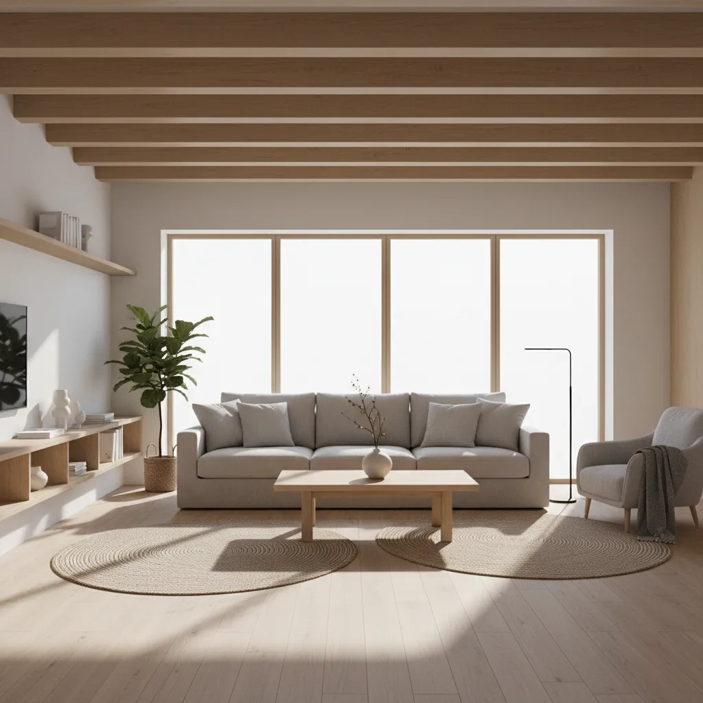 modern home interior 3D render showing realistic furniture layout and lighting