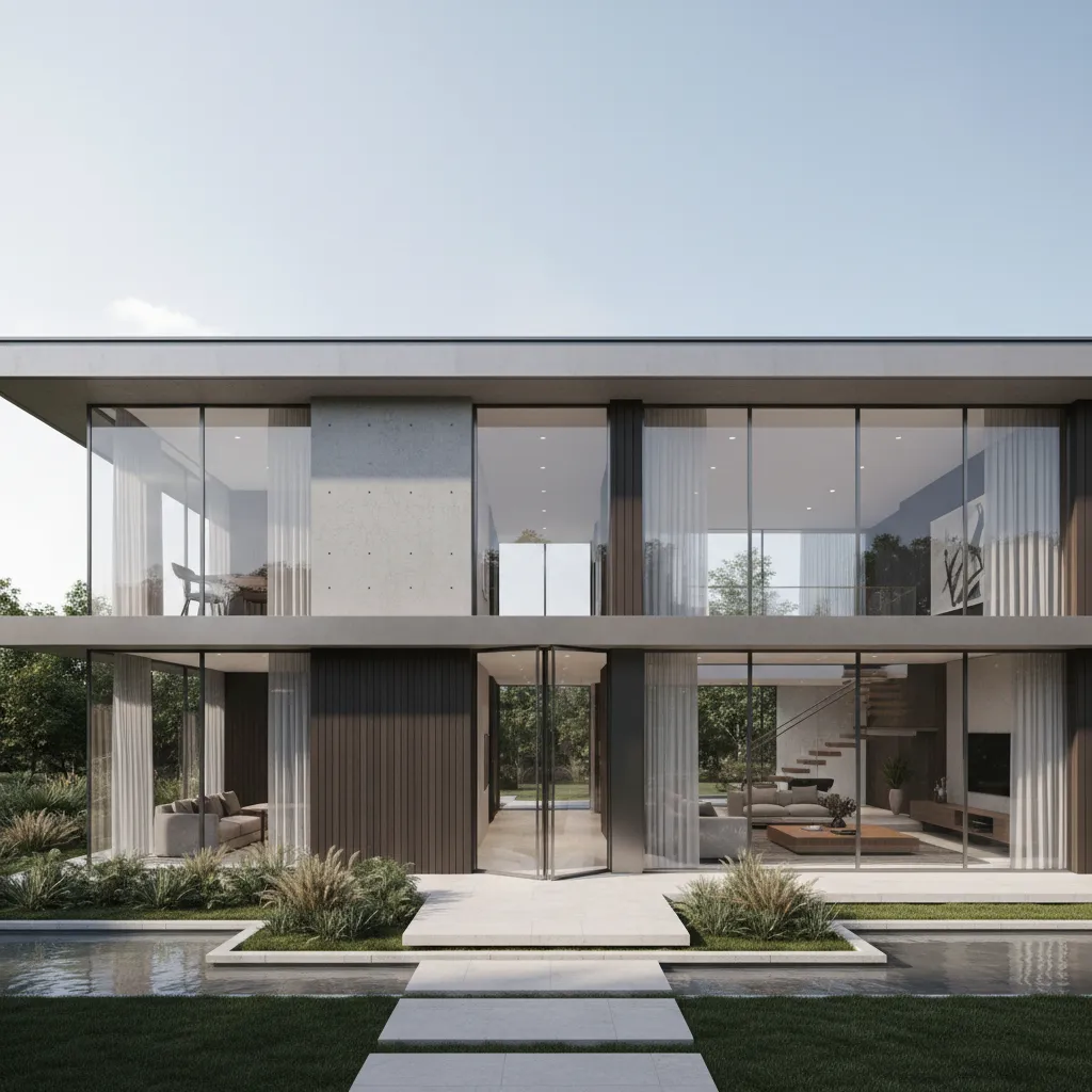 realistic 3D rendering preview of modern house created in design software