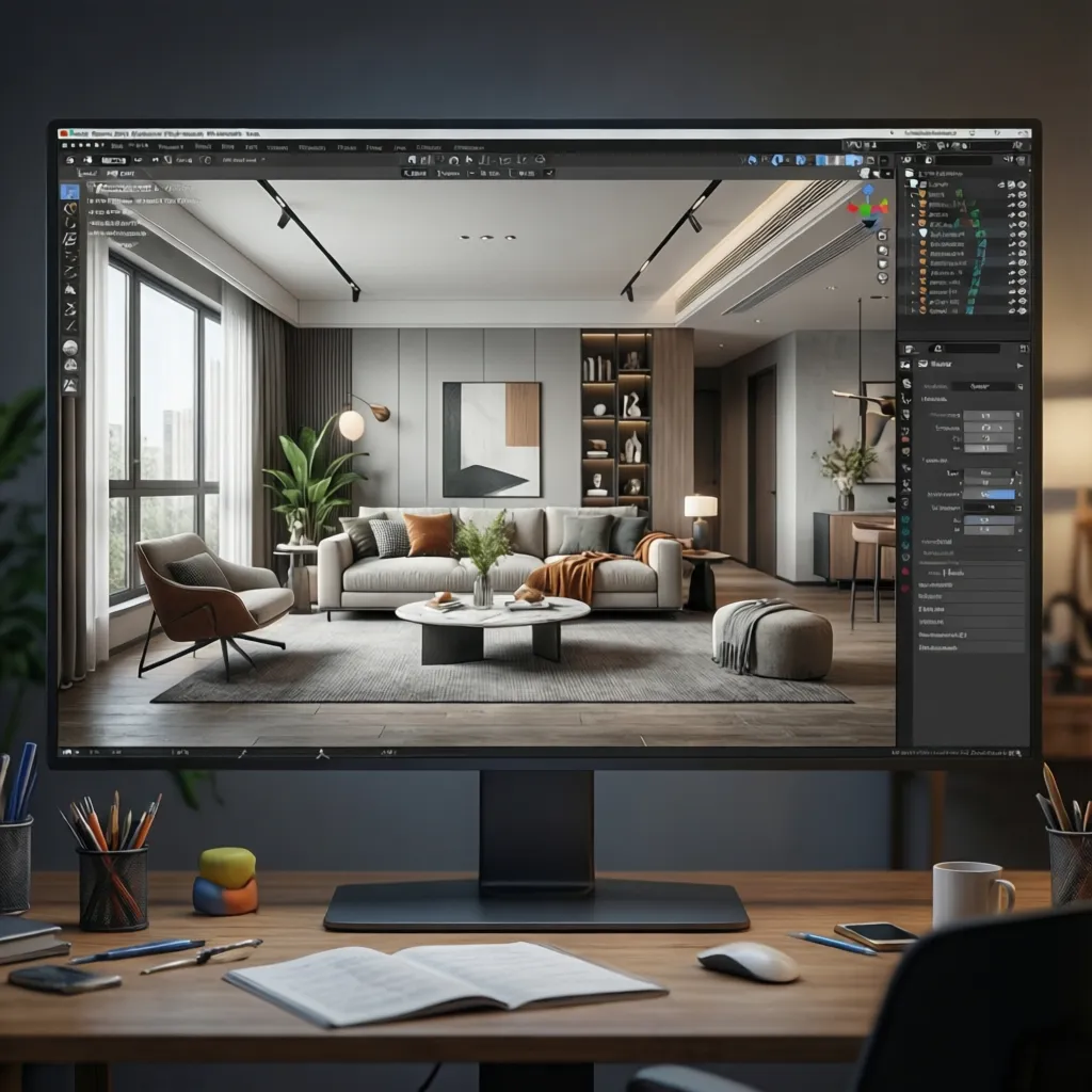 3d rendered home interior preview used for design planning