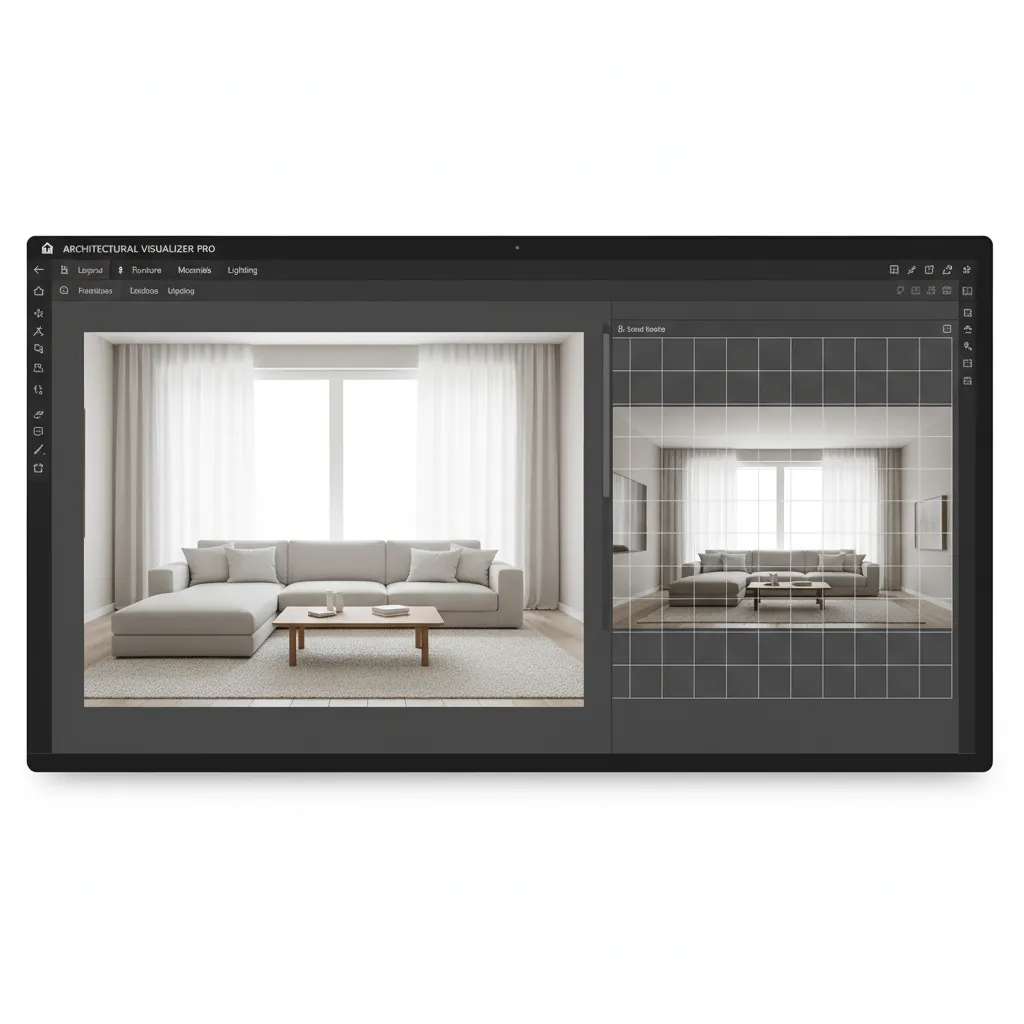 3D home design game interface showing furniture placement in a living room layout