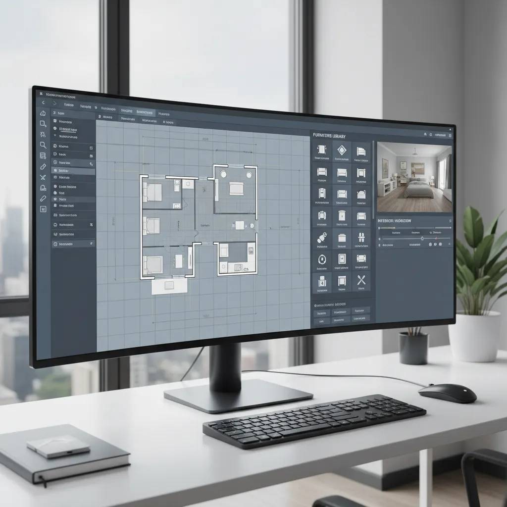 Interfaz de software mostrando herramientas para diseñar una casa