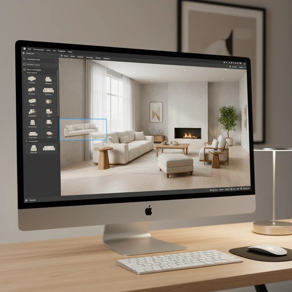Example of 3D room layout created in home design software