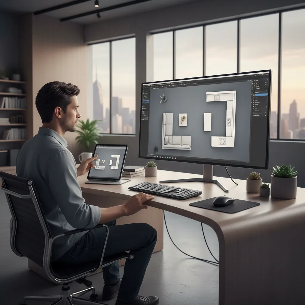 Designer adjusting home layout using CAD home design software