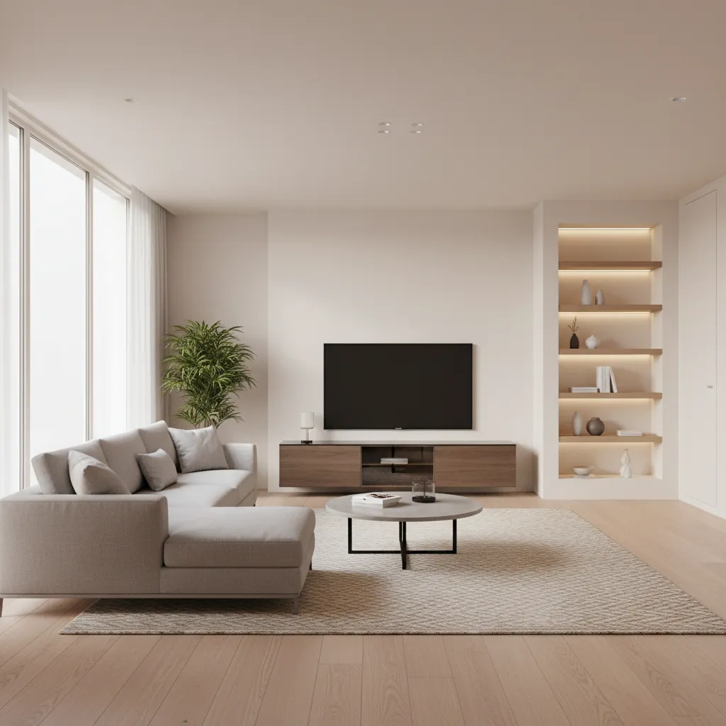 3D living room layout created using home design software