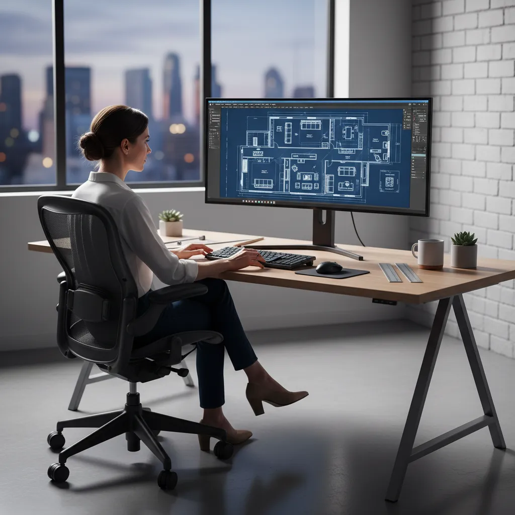 creación digital de plano de vivienda en software de diseño interior