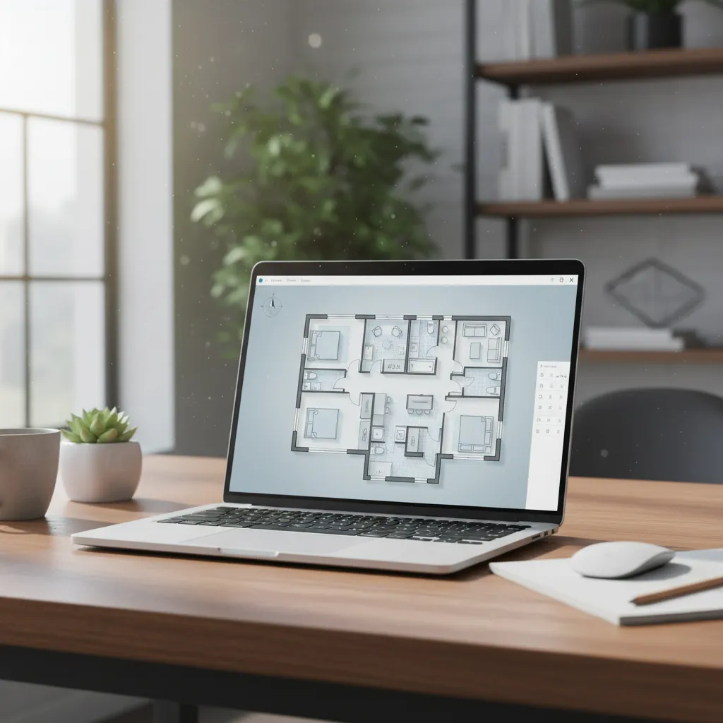 Plano digital de vivienda en una herramienta online de diseño