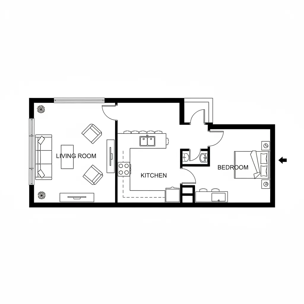 2D digital home floor plan layout with labeled rooms and furniture placement