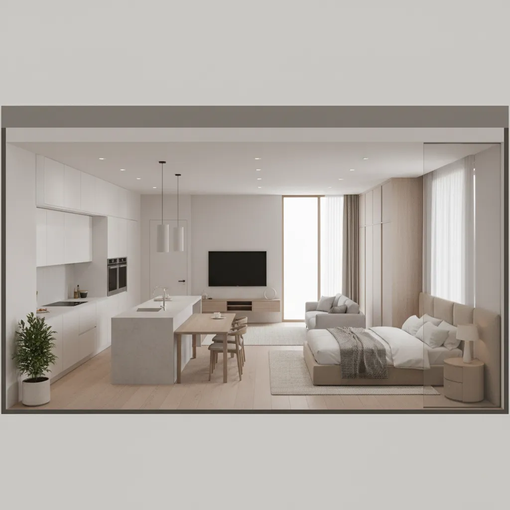 3D house layout visualization showing rooms and furniture arrangement