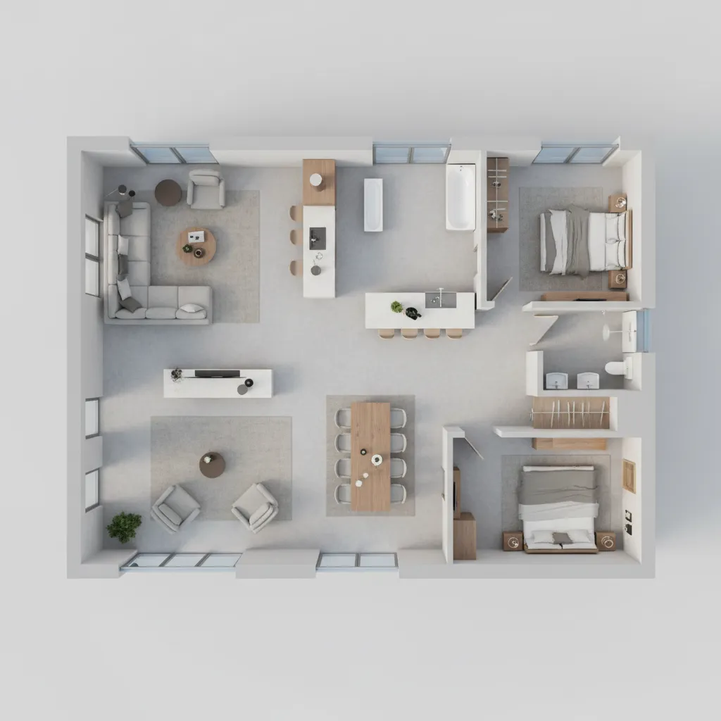 simple home floor plan with furniture layout planning before moving