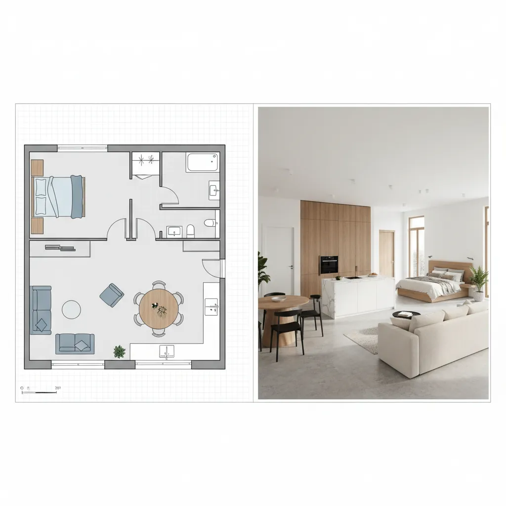 Transition from 2D floor plan to 3D home visualization in design software