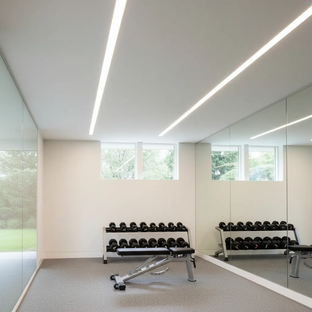Iluminación moderna en gimnasio doméstico