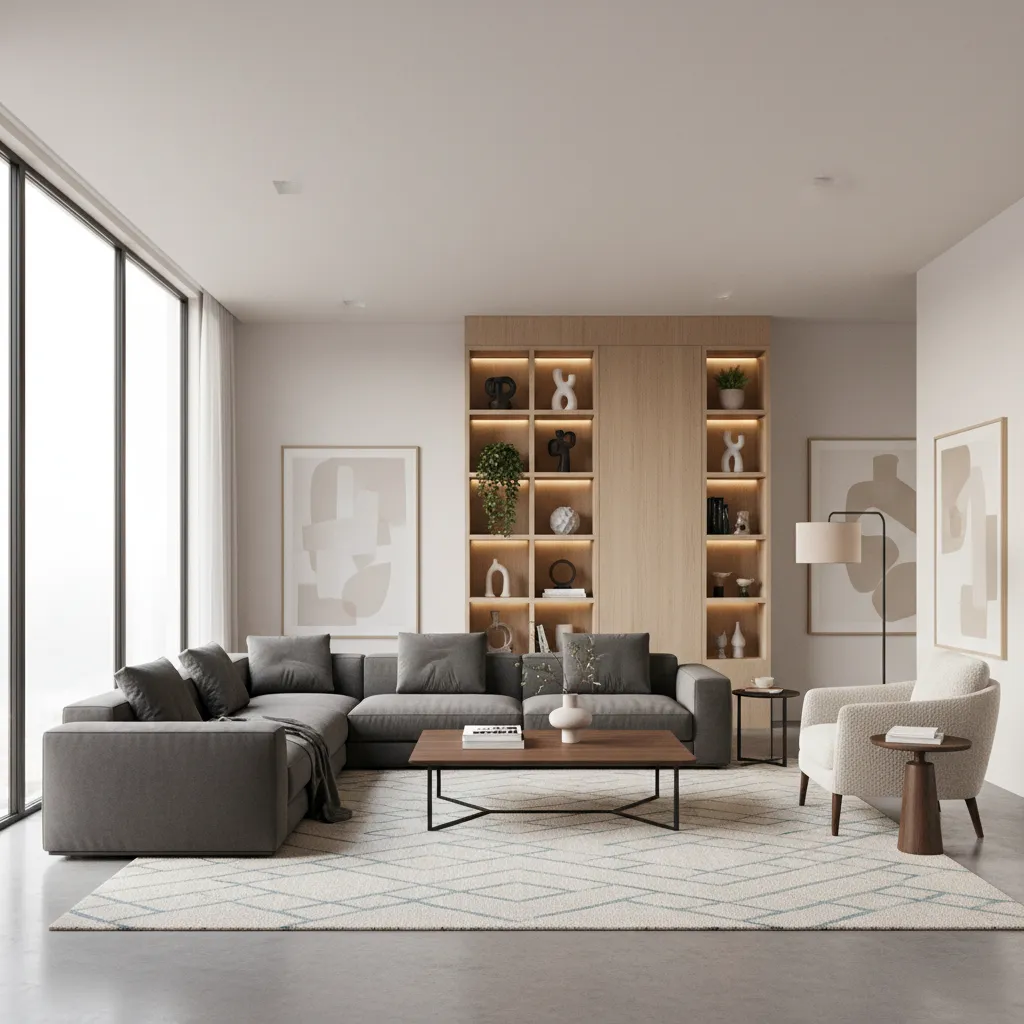 Realistic 3D interior render of a living room created with home design software