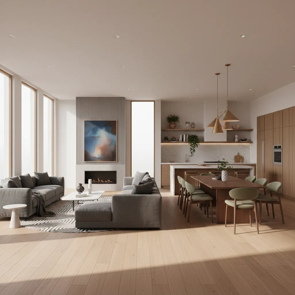 Visualización 3D realista de un interior residencial