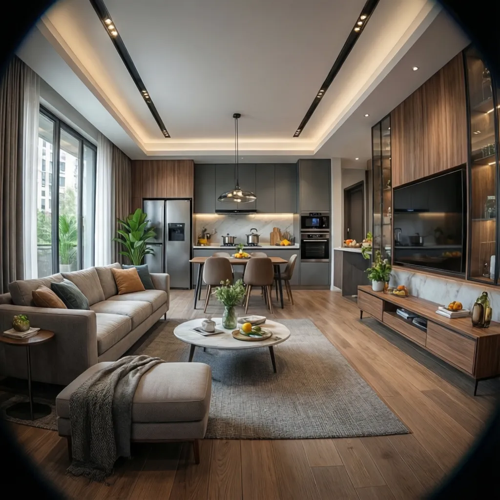 Vista 3D generada por una aplicación de diseño de interiores