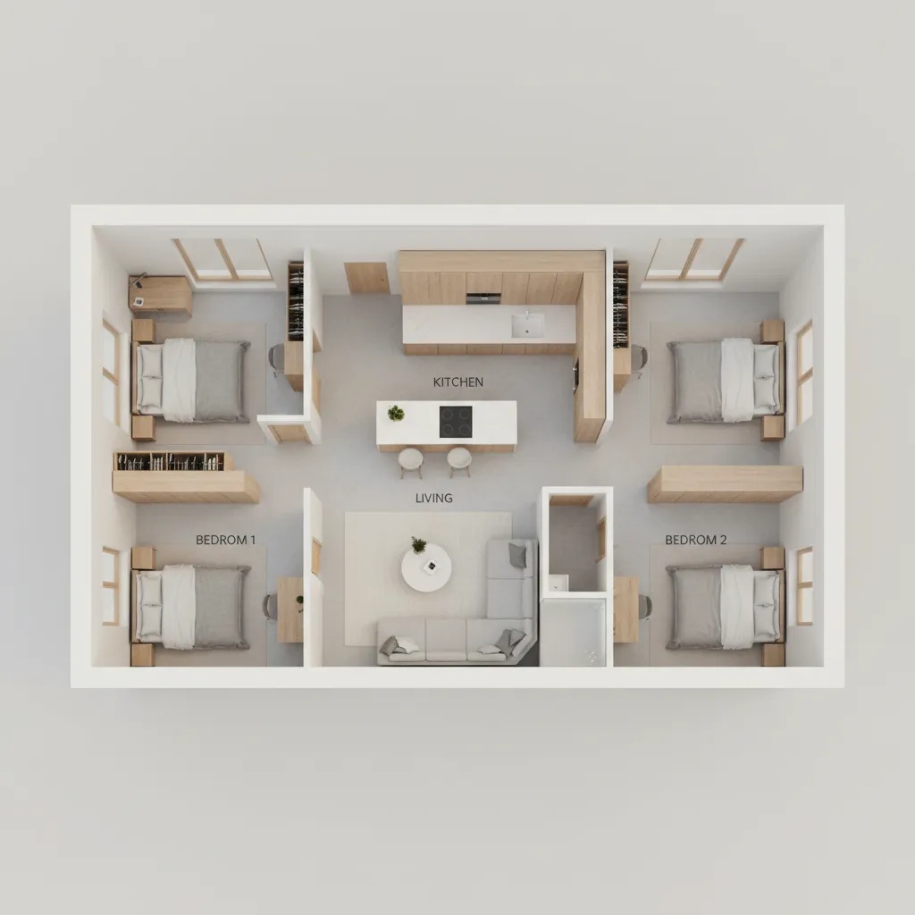 Simple balanced home layout floor plan for feng shui interior design