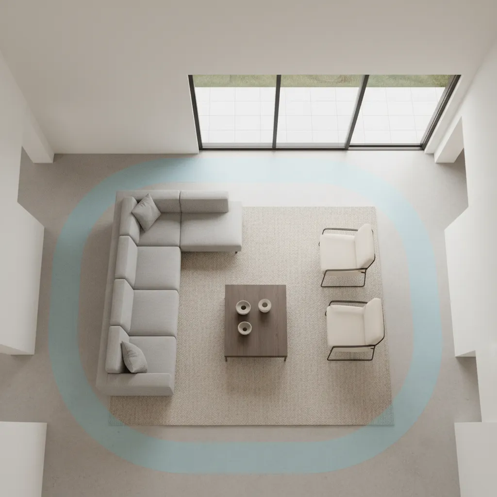 floor plan example showing furniture layout and walking space