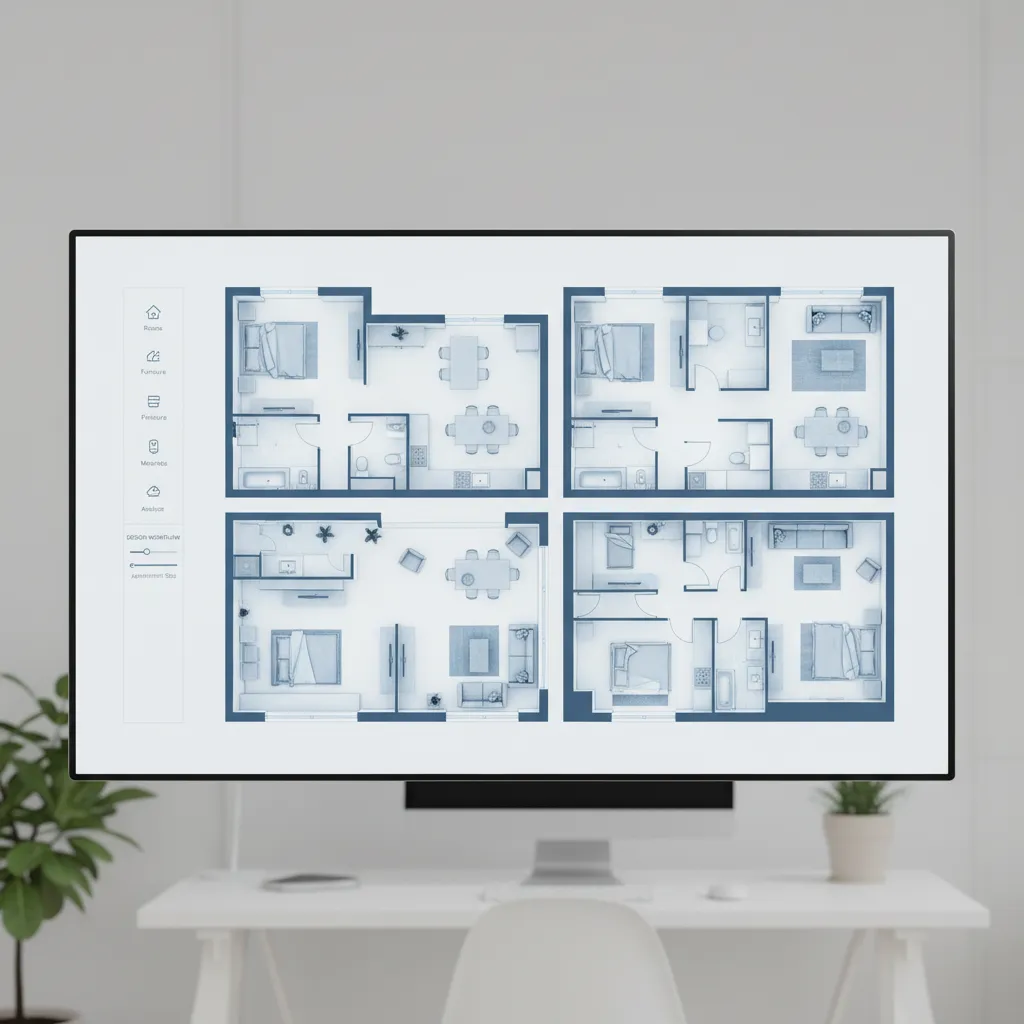 Simulación digital de distribución de habitaciones en una vivienda