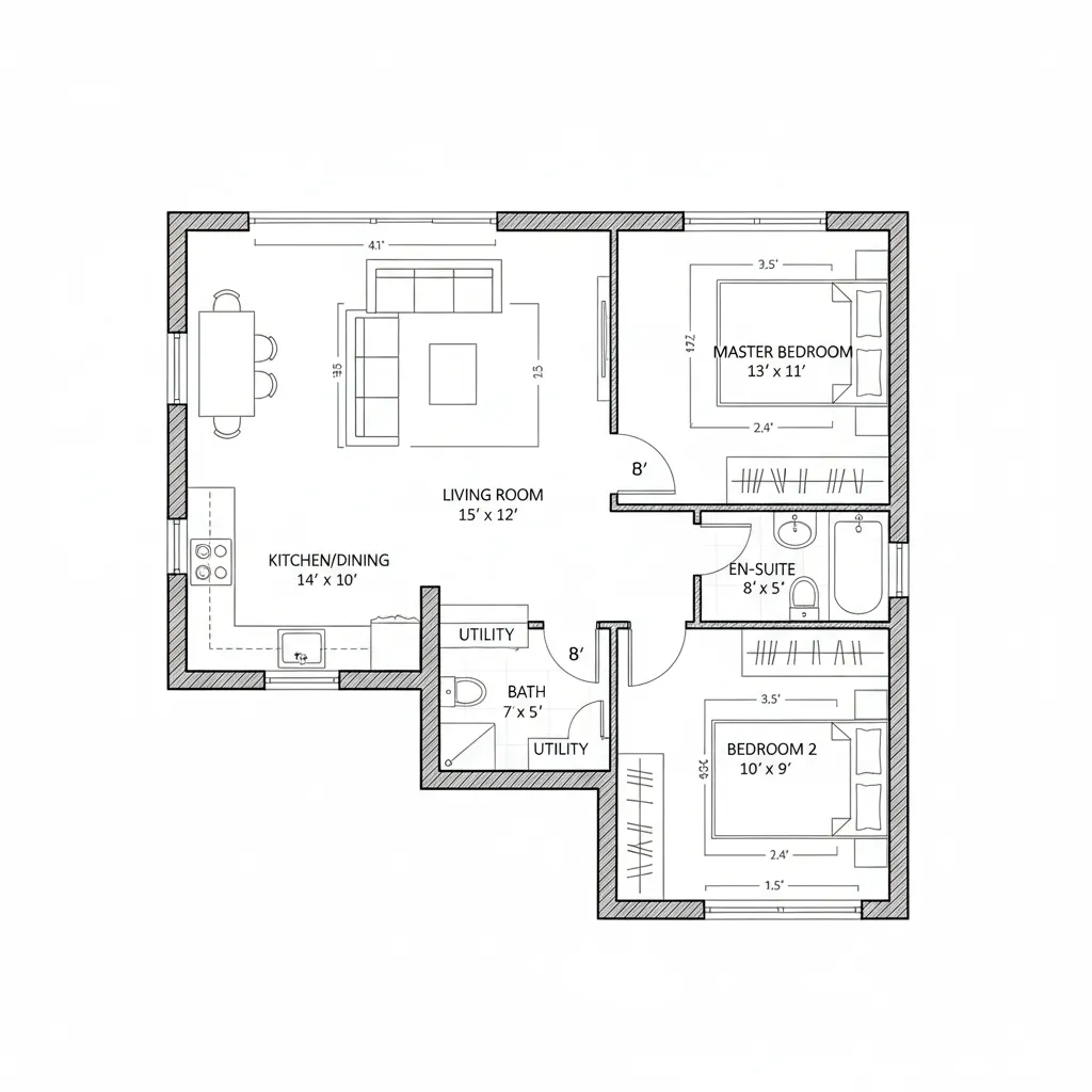 home renovation floor plan diagram showing rooms and measurements