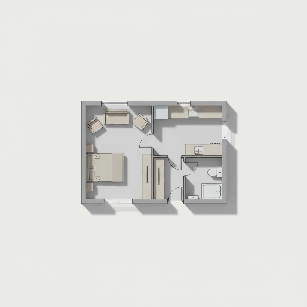Simple home floor plan layout created in Sweet Home 3D style planning software