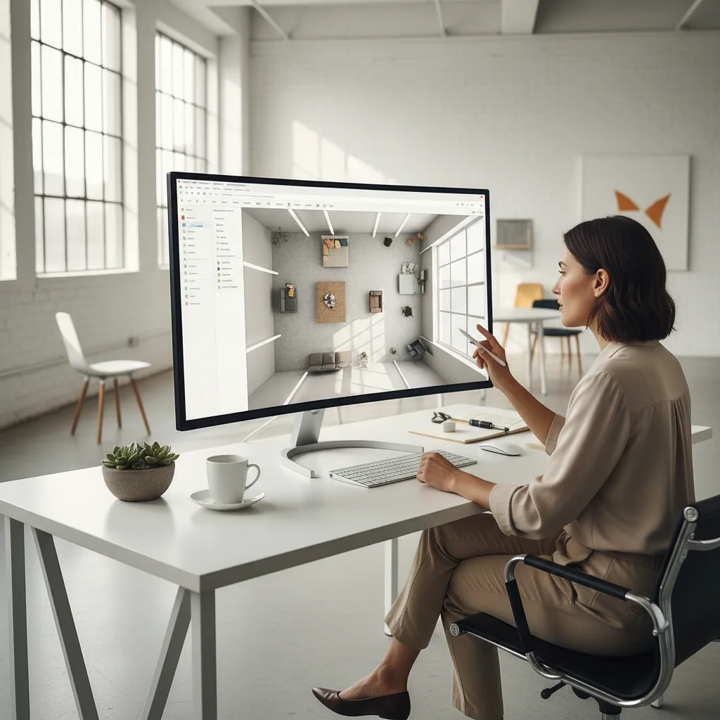 persona organizando muebles en un planificador de habitación