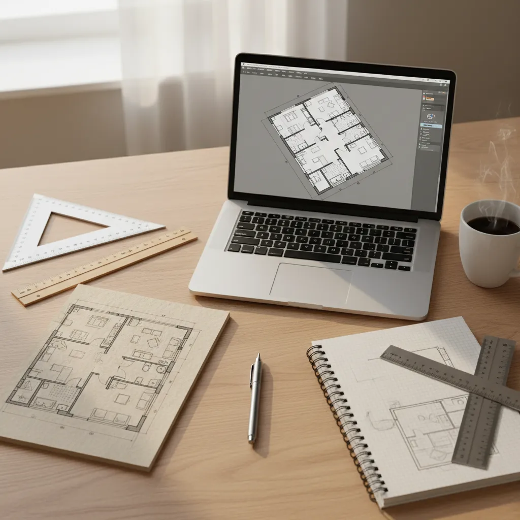 transition from hand drawn floor plan sketch to digital layout software