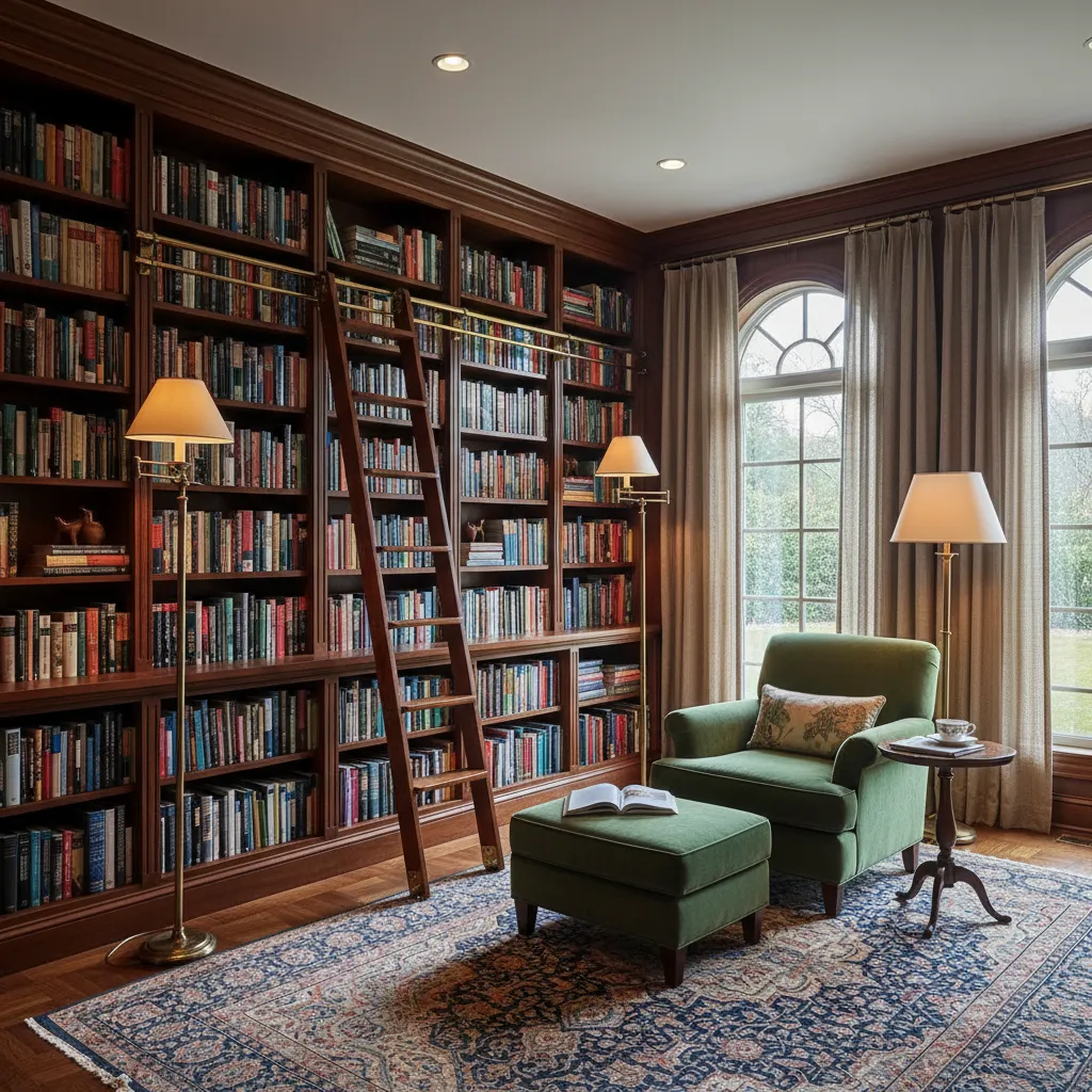 Tường kệ sách lớn trong phòng đọc tại nhà