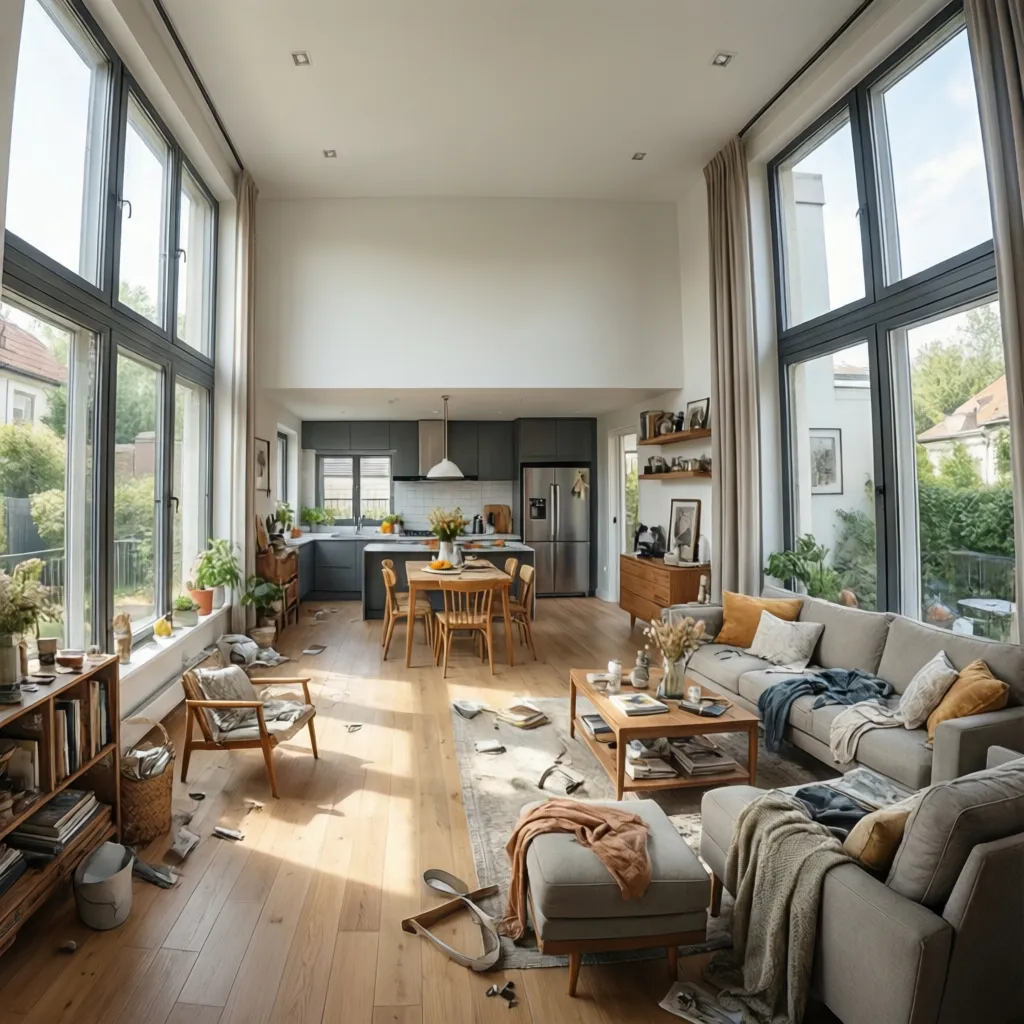 House interior showing natural light from multiple windows improving ventilation and daylight