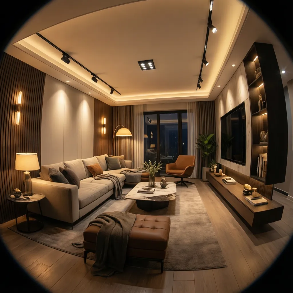 Diseño de iluminación interior con varias capas de luz