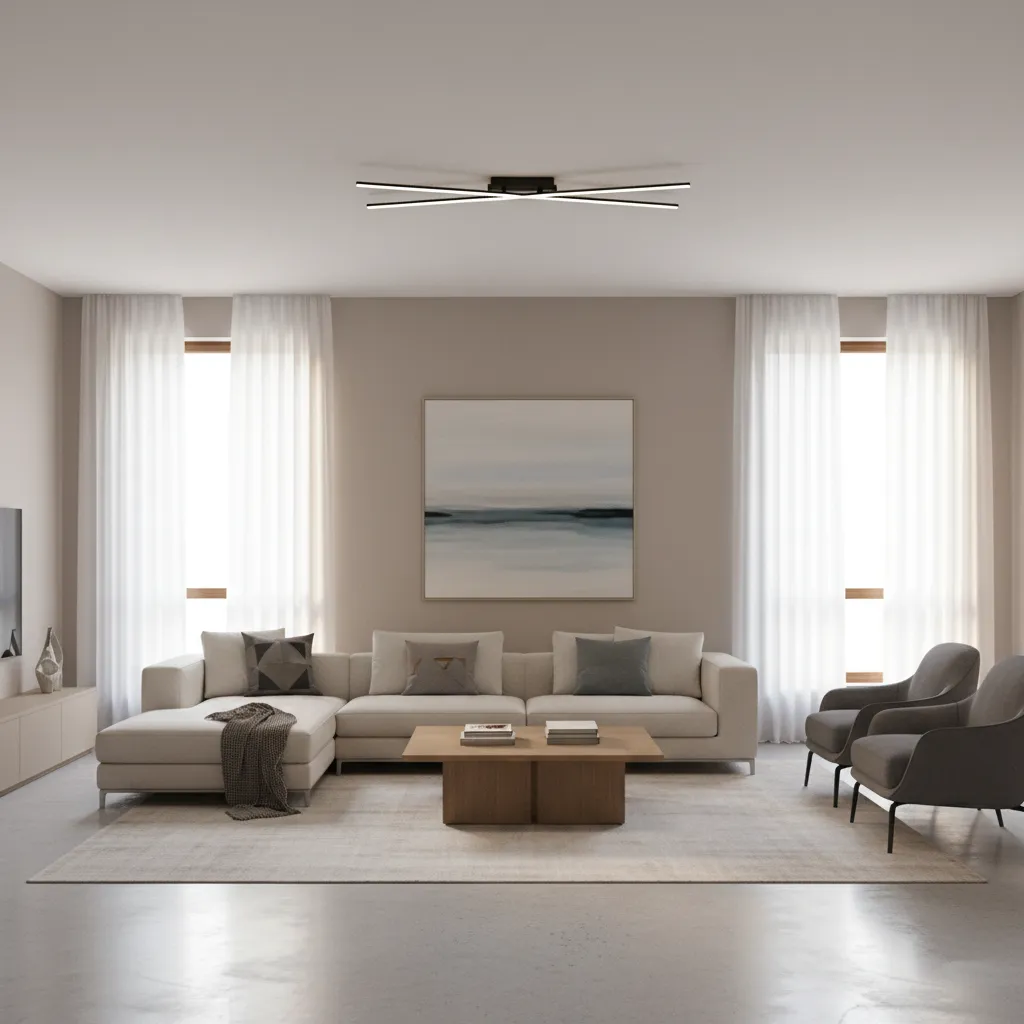 Residential room showing upgraded LED lighting replacing older ceiling fixture
