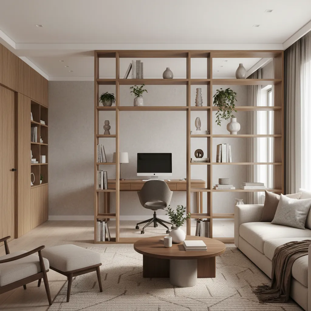 Espacio de trabajo separado visualmente dentro del salón