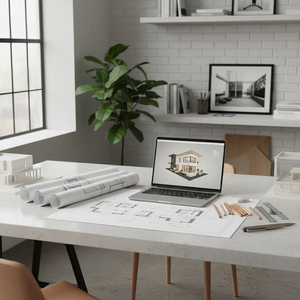 Home remodel project planning with floor plan sketches and design notes