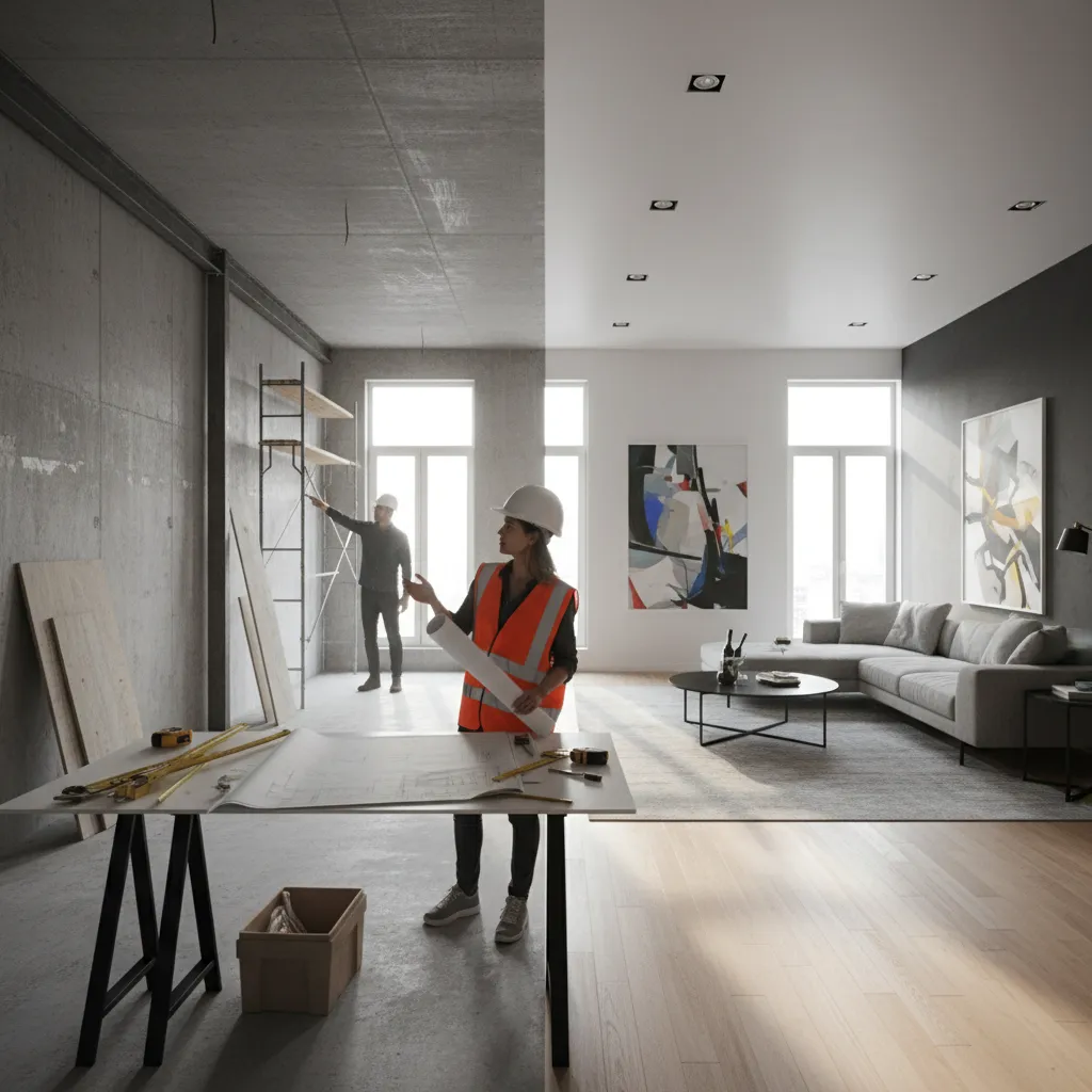 Reforma de vivienda donde un diseñador revisa distribución del espacio