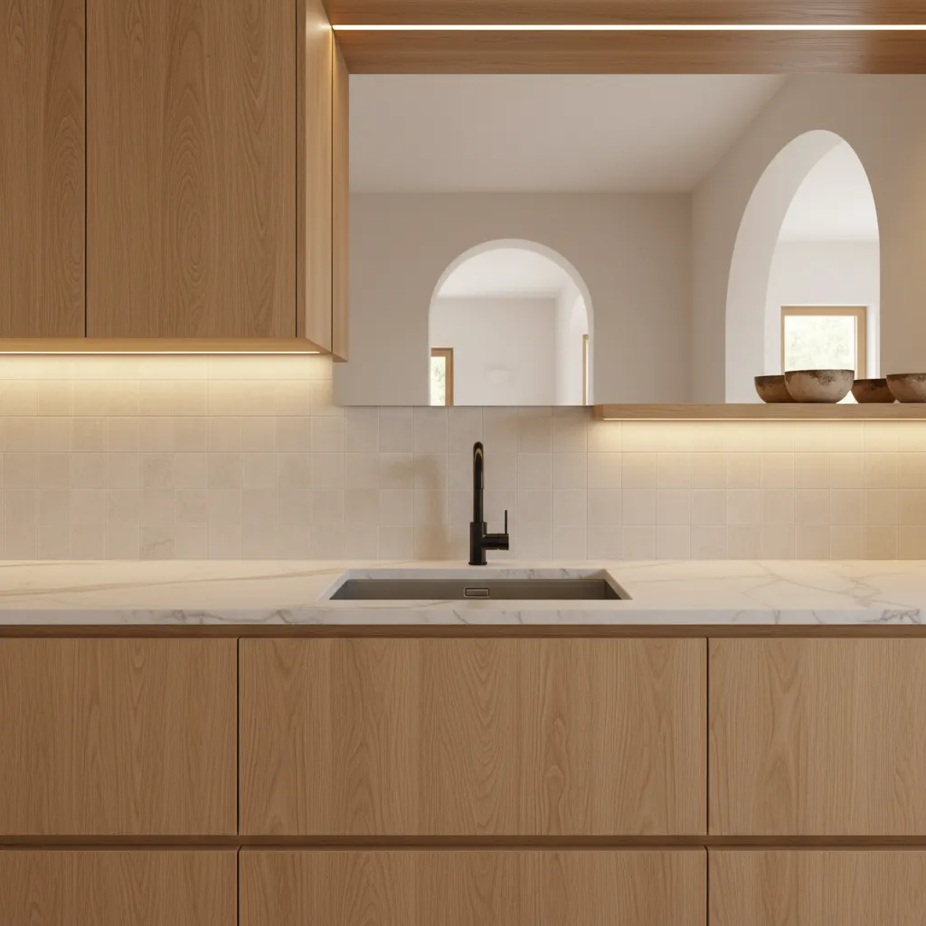 detalle de materiales y acabados en una reforma interior moderna